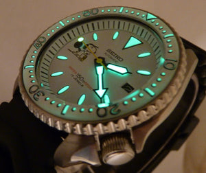 Pre-Owned Seiko Automatic 7002 Vintage Divers Watch Snoopy Peanuts Tennis Dial Custom
