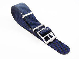 Blue black fabric watch strap