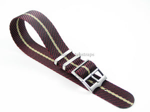 burgundy yellow stripe fabric stripe for Tudor watch.