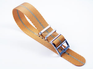 orange grey stripe fabric watch strap