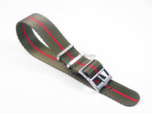 Load image into Gallery viewer, dark yellow red stripe red stripe fabric watch strap
