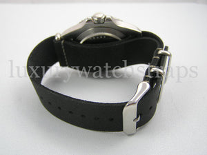 Black handmade leather Nato® watch strap for Rolex Submariner