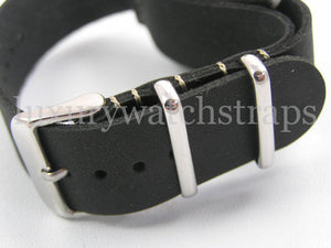 Black handmade leather Nato® watch strap for Rolex Submariner