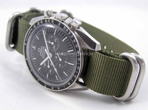 green brushed steel G10 Zulu nato watch strap