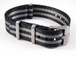 Dense Twill Premium NATO watch strap for ALL 20mm watches black and grey spectre