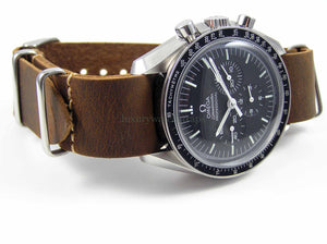 Handmade leather brown NATO® watch strap for Omega Seamaster Speedmaster Planet Ocean