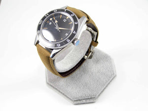 James Bond Seamaster Chronometer Watch Sterile Dial Genuine Japanese Miyota movement. Ceramic bezel. Leather Strap