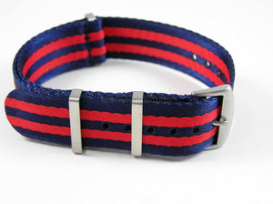 Dense Twill Premium NATO watch strap for ALL 20mm watches red and blue