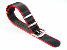 Load image into Gallery viewer, Ultimate Dense Twill™ NATO® strap for Omega Planet Ocean Watch 22mm Black Red Edge

