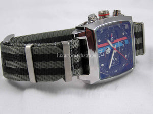 Reverse Bond Ultimate Premium Seatbelt Herringbone NATO® strap for Tag Heuer Monaco Watch 