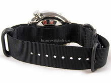 Load image into Gallery viewer, Black black fittings Zulu G10 Nato® watch strap for Seiko Watch

