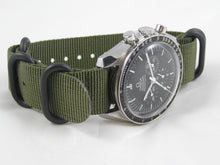 Load image into Gallery viewer, green black PVD G10 Zulu nato watch strap
