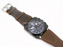 Load image into Gallery viewer, Beautiful Brown Handmade leather watch strap for Bell and Ross Watches BR01 BR03 BR05. 24mm.
