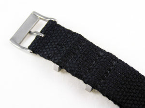 Black brand New Hemp NATO watch strap. Strong, sustainable, soft, 100% Vegan. 20mm 22mm
