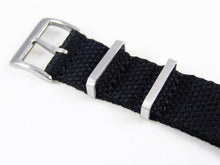 Load image into Gallery viewer, Black brand New Hemp NATO watch strap. Strong, sustainable, soft, 100% Vegan. 20mm 22mm
