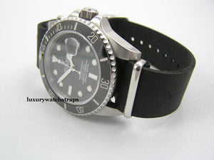 Black Leather NATO® watch strap for Breitling
