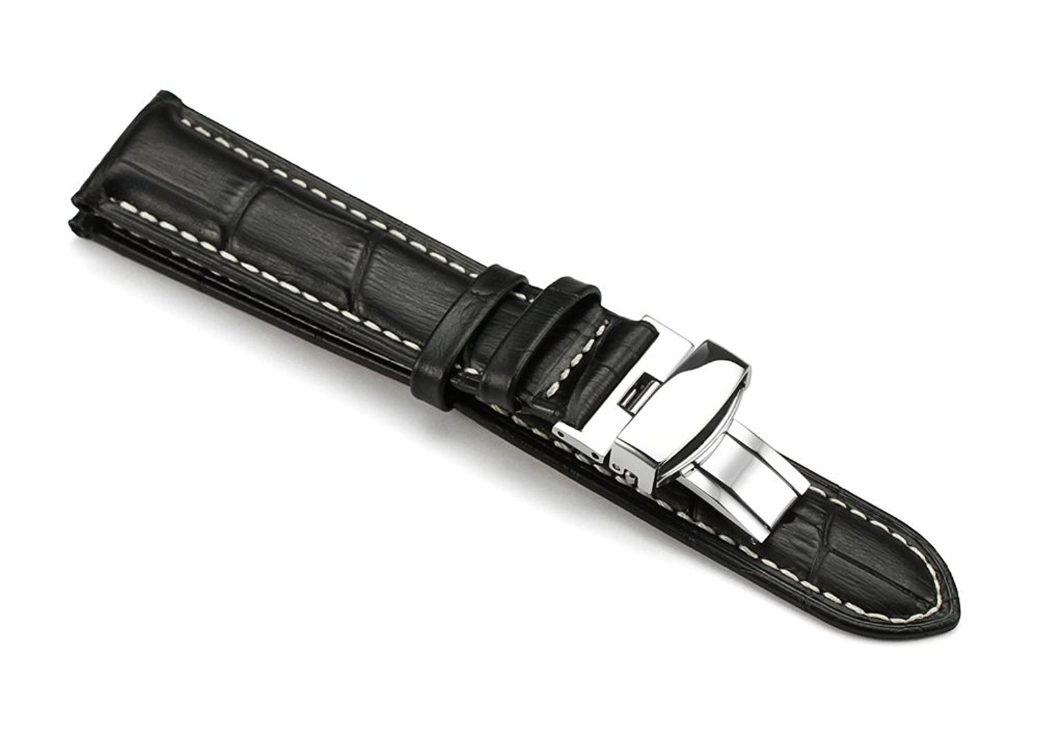 Leather Deployment watch strap for Longines Watches