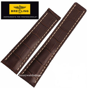 brown leather watch strap for breitling