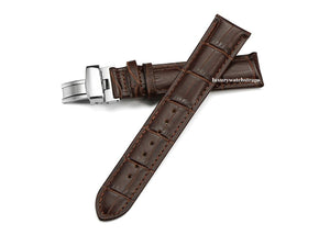brown leather brown stitching leather deployment watch strap for Longines watch