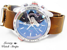 Load image into Gallery viewer, Handmade Black Brown Leather  NATO® watch strap for Tag Heuer Watches
