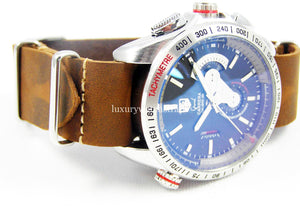 Handmade Black Brown Leather  NATO® watch strap for Tag Heuer Watches