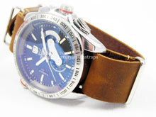 Load image into Gallery viewer, Handmade Black Brown Leather  NATO® watch strap for Tag Heuer Watches
