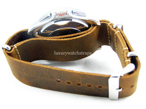 Handmade Black Brown Leather  NATO® watch strap for Tag Heuer Watches