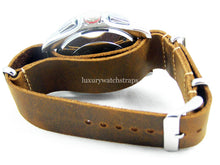 Load image into Gallery viewer, Superb Hand Made Leather brown NATO® watch strap for Tag Heuer Carrera Watch 22mm. Beautiful supple leather. Black and Brown.
