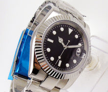 Load image into Gallery viewer, Fluted Oyster Perpetual Explorer Watch Sterile Dial Genuine Seiko Japanese NH35 movement stainless steel bracelet. Fluted steel bezel.
