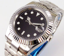 Load image into Gallery viewer, Fluted Oyster Perpetual Explorer Watch Sterile Dial Genuine Seiko Japanese NH35 movement stainless steel bracelet. Fluted steel bezel.
