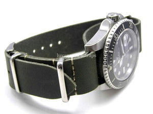 Handmade Black / Brown/ Tan / Green leather Nato® watch strap for Rolex Submariner GMT Daytona watches