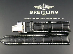 Leather Deployment watch strap for Breitling Watch