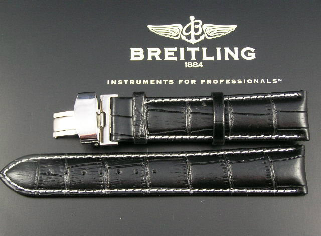 Leather Deployment watch strap for Breitling Watch