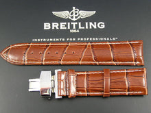 Load image into Gallery viewer, New Leather Deployment watch strap for Breitling Bentley Aerospace Chrono Navitimer Seawolf Skyracer Montbrilliant Super Ocean 20mm 22mm 24mm
