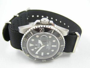 The Classic Black ballistic nylon Nato® watch strap for Rolex Submariner GMT Yachtmaster watches