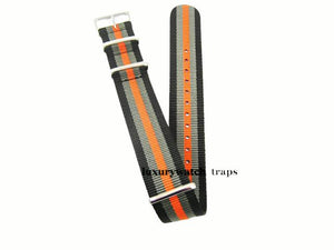 orange grey black nato watch strap