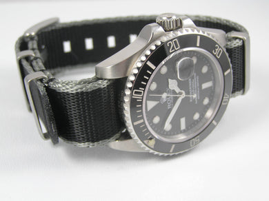 black grey edge premium Seatbelt Herringbone NATO® strap for Rolex Watch