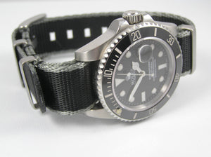 premium seatbelt nylon nato watch strap black black grey edge