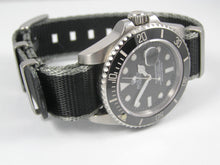 Load image into Gallery viewer, black grey edge premium seatbelt NATO for Rolex watch
