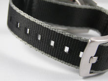Load image into Gallery viewer, premium seatbelt nylon nato watch strap black black grey edge
