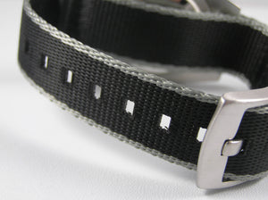 premium seatbelt nylon nato watch strap black black grey edge