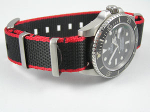 premium seatbelt nylon nato watch strap black red edge