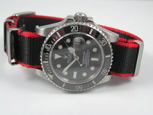 Load image into Gallery viewer, black red edge premium Seatbelt Herringbone NATO® strap for Rolex Watch
