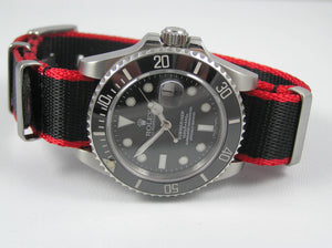 black red edge premium seatbelt NATO for Rolex watch