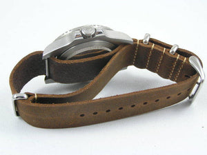 Brown leather NATO watch strap for all watches