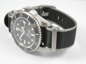 premium seatbelt nylon nato watch strap black black grey edge