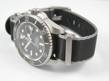 Load image into Gallery viewer, black grey edge premium seatbelt NATO for Rolex watch
