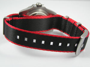 black red edge premium Seatbelt Herringbone NATO® strap for Rolex Watch