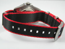 Load image into Gallery viewer, premium seatbelt nylon nato watch strap black red edge
