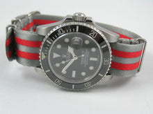 Load image into Gallery viewer, grey and red premium seatbelt NATO for Tag Heuer watch
